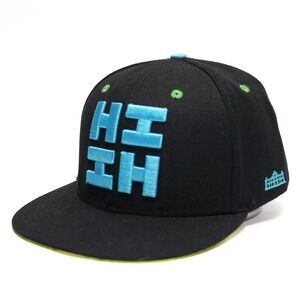 Hawaii's‎ Finest Snapback Hat OSFM Flat Bill Cap Black Teal Lime Green HIFI